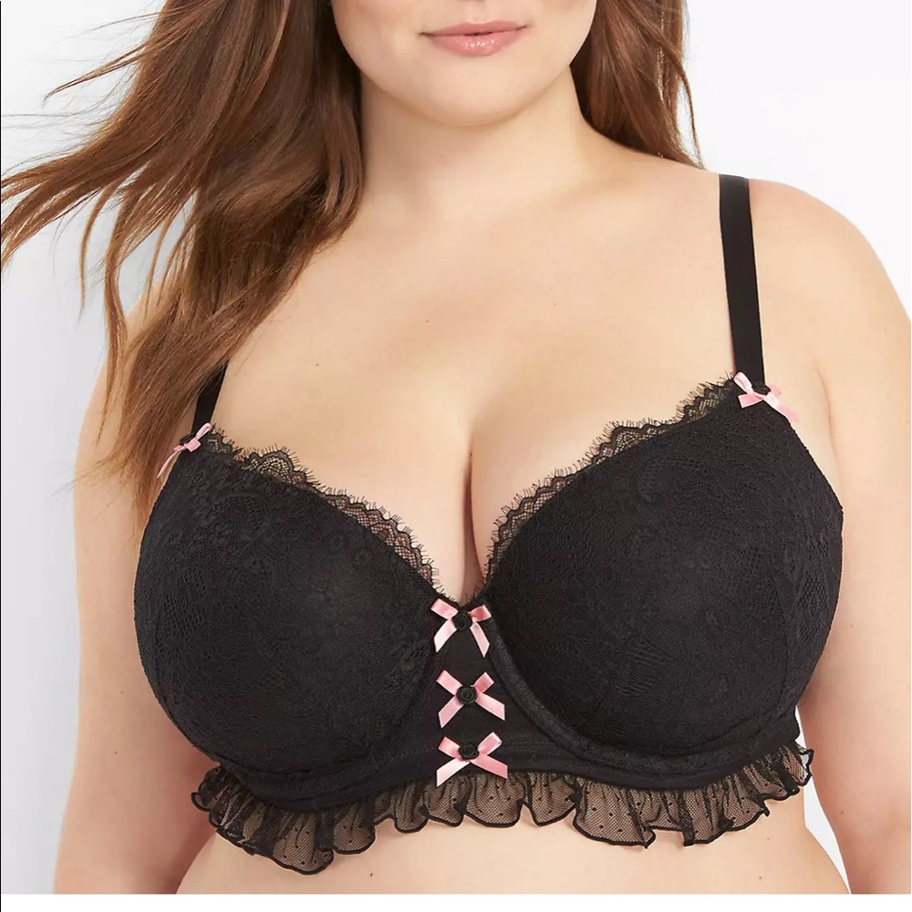 NEW! Cacique Ruffle Lace Boost Balconette Bra 44D - Picture 3 of 10